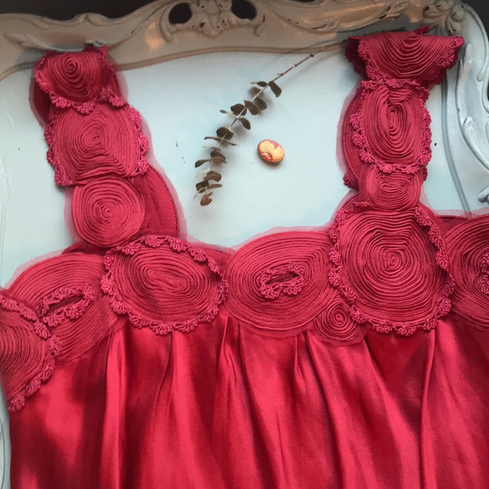 BCBGMAXAZRIA Red Rosette Bubble Cocktail Dress